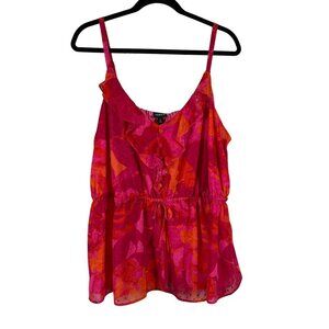 Torrid Pink & Orange Floral Swiss Dot Tank Top Camisole Women's Plus Size 2X